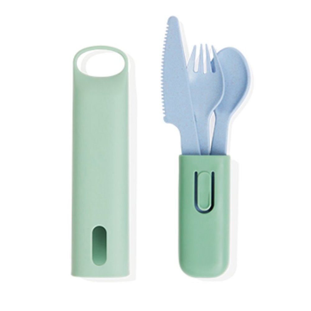 HIP Reusable Cutlery Set in Green and Blue